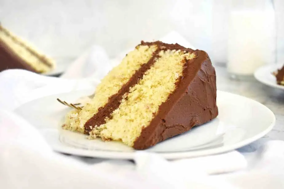 yellow cake with chocolate frosting