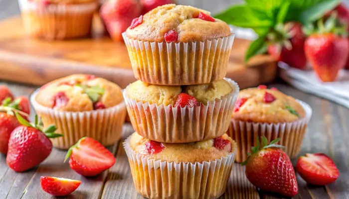 Easy Strawberry Rhubarb Muffins