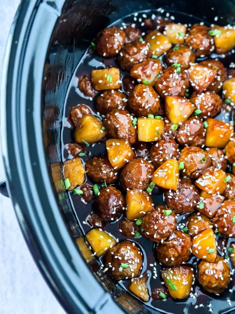 Slow Cooker Pineapple Teriyaki Meatballs