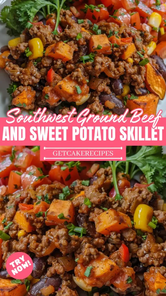 Southwest Ground Beef And Sweet Potato Skillet