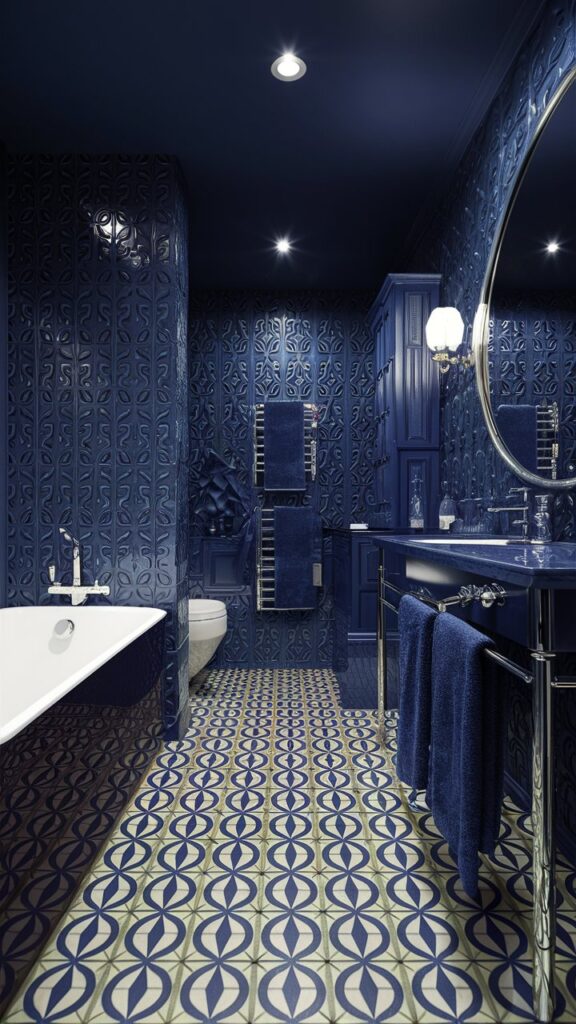 Bold Navy Blue Bathroom Color