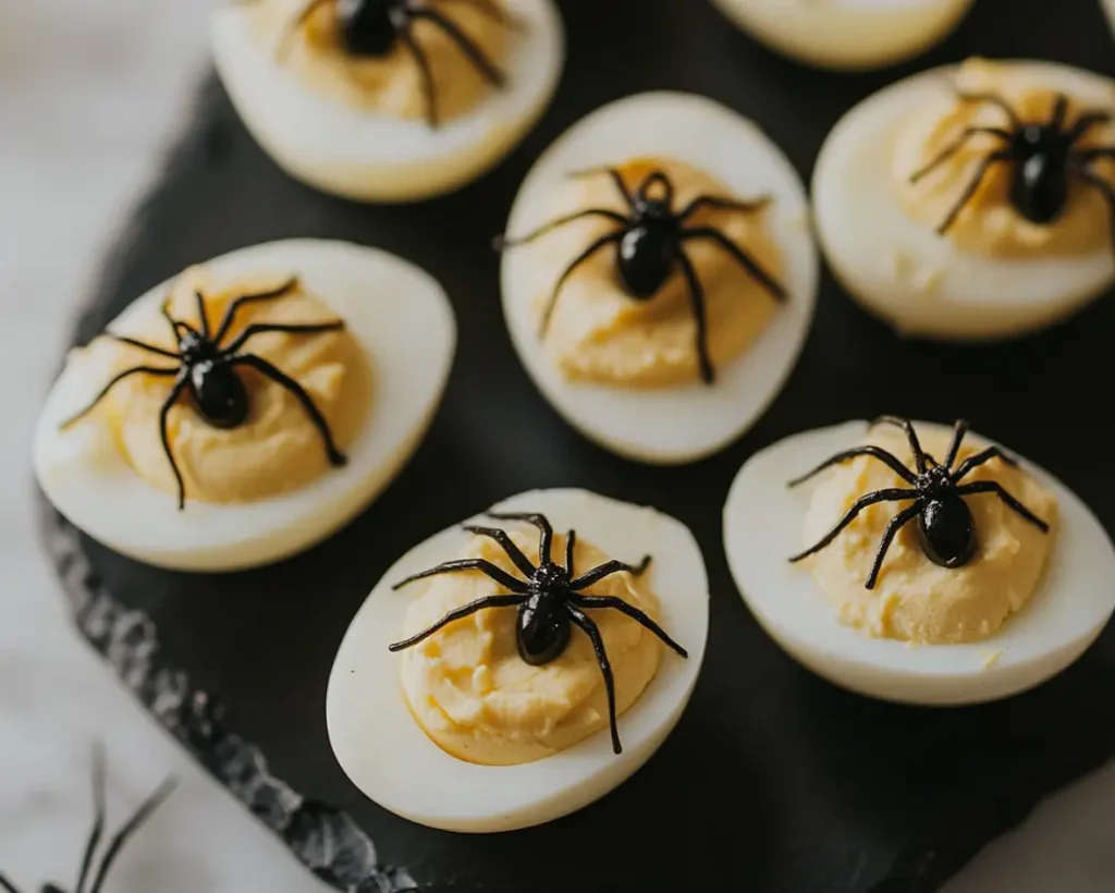 Spooky Spiderweb Deviled Eggs