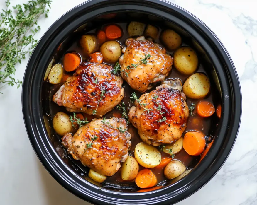 Crockpot Maple Glazed Chicken with Root Vegetables