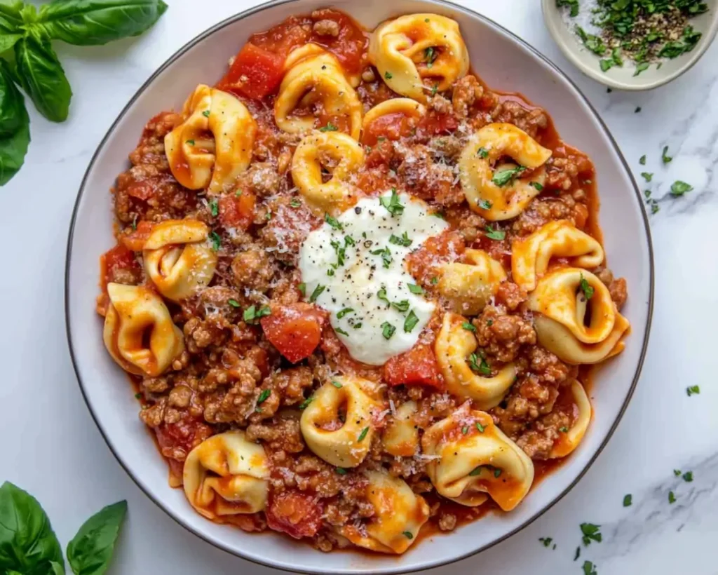 Crockpot Beef and Cheese Tortellini