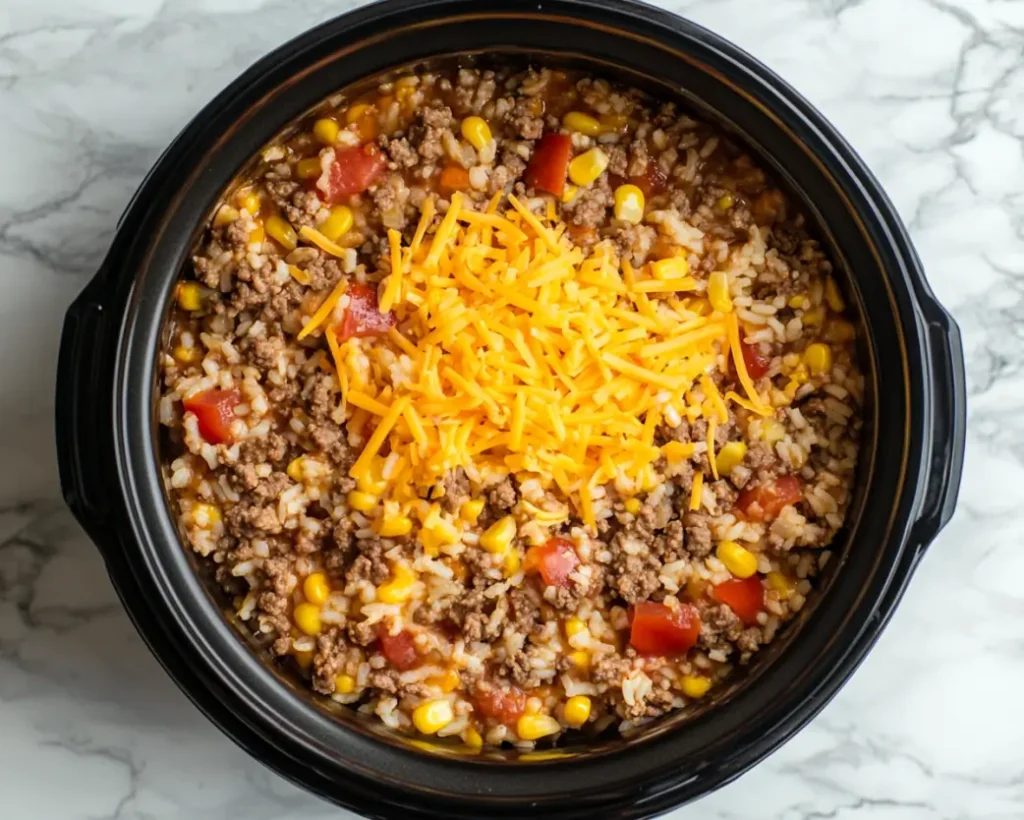 Slow Cooker Beef and Rice Casserole