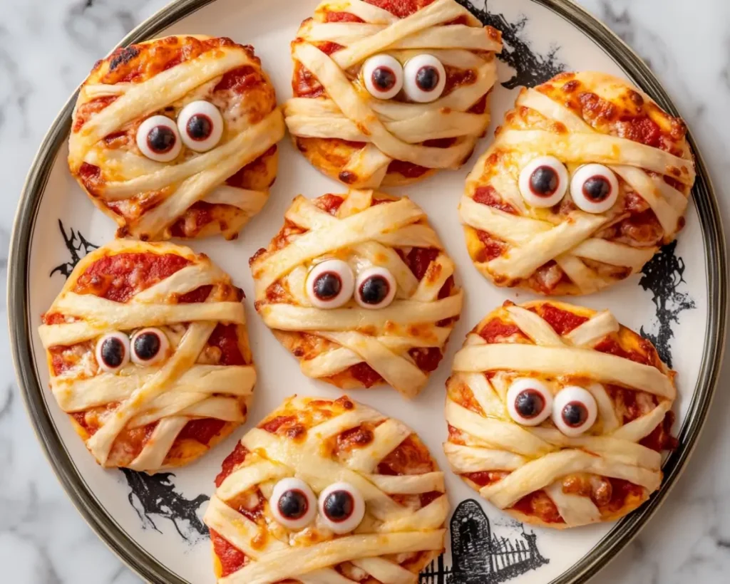 Halloween Mini Mummy Pizzas