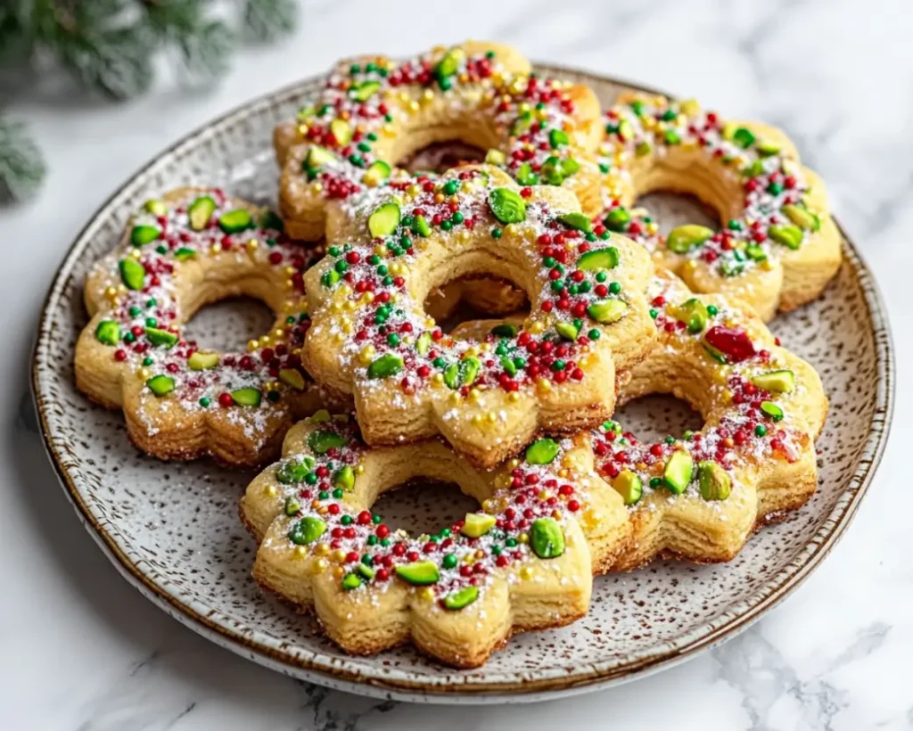 Pistachio Christmas Wreath Cookies