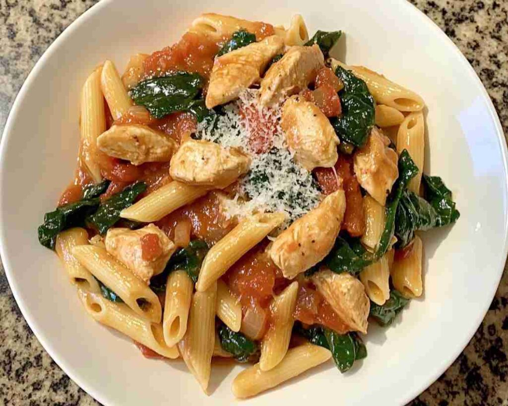 Tomato Spinach Chicken Pasta