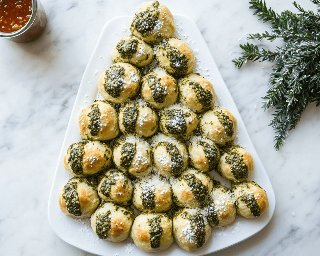 Pesto Christmas Tree Pull-Apart Bread