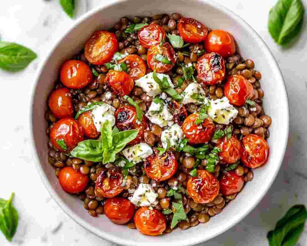 Warm Lentil Salad with Marinated Feta