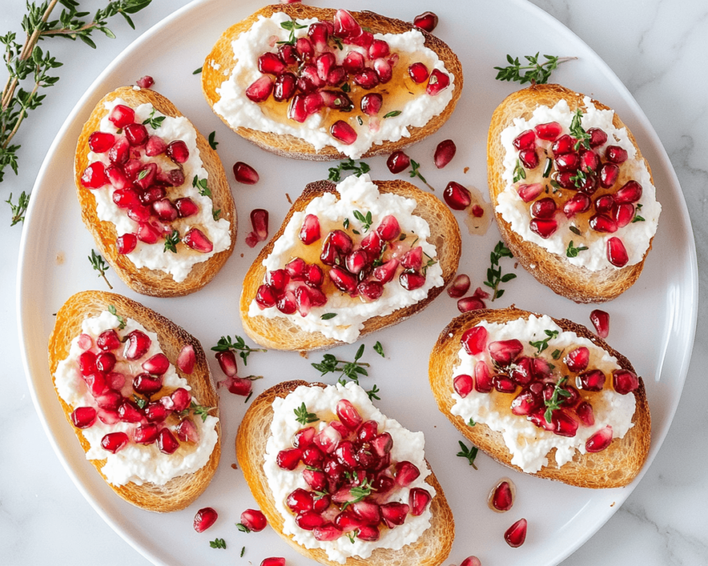 Pomegranate Goat Cheese Crostini