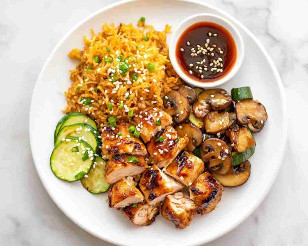 Hibachi Chicken with Fried Rice and Vegetables