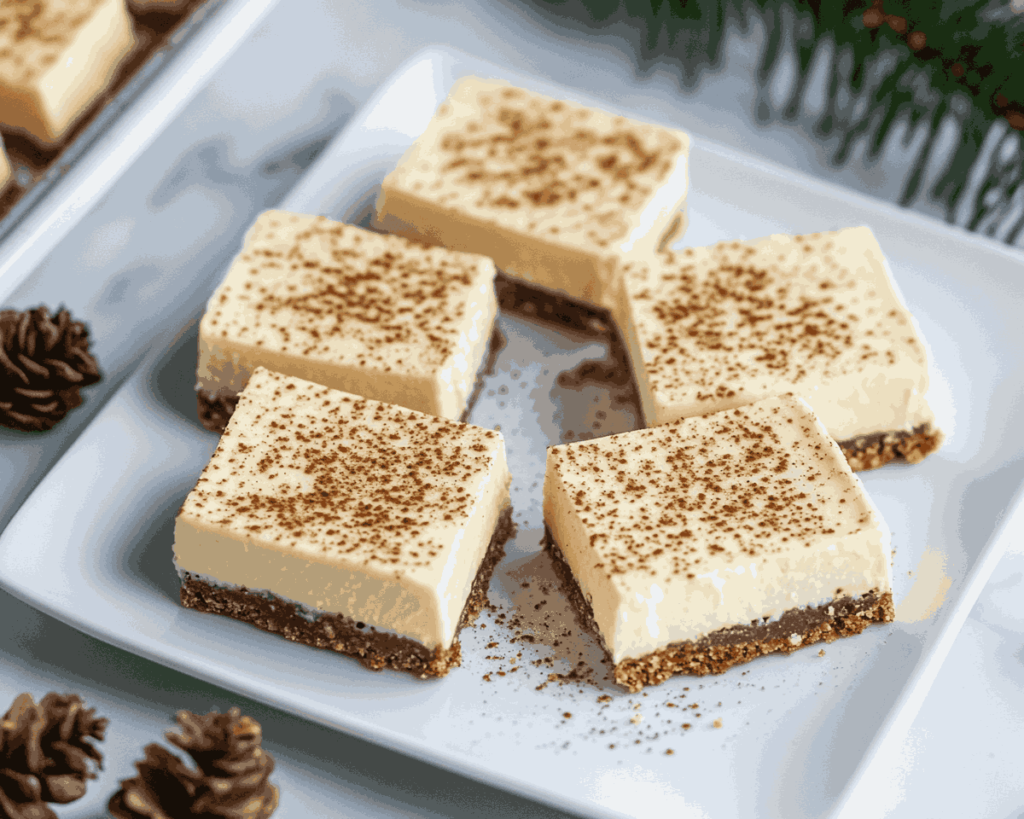 Eggnog Cheesecake Bars