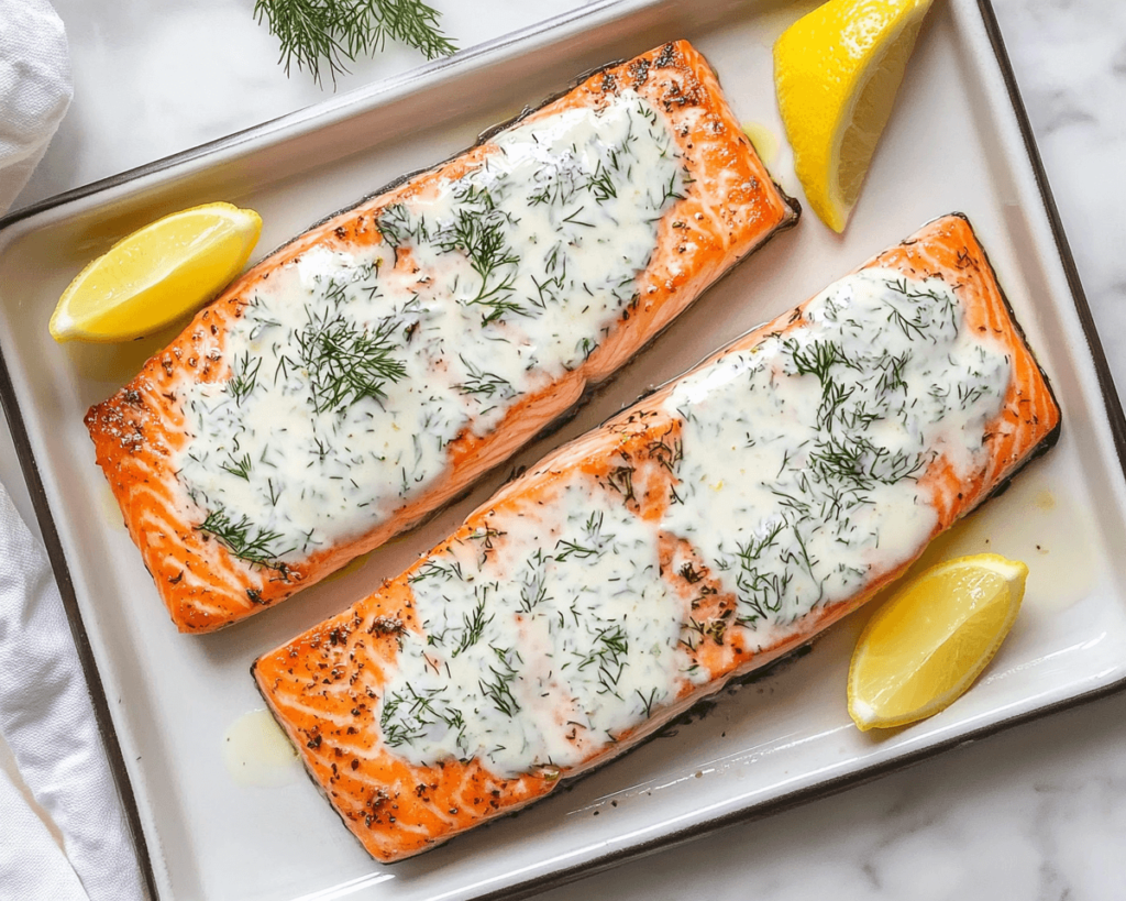 Baked Salmon with Dill Sauce