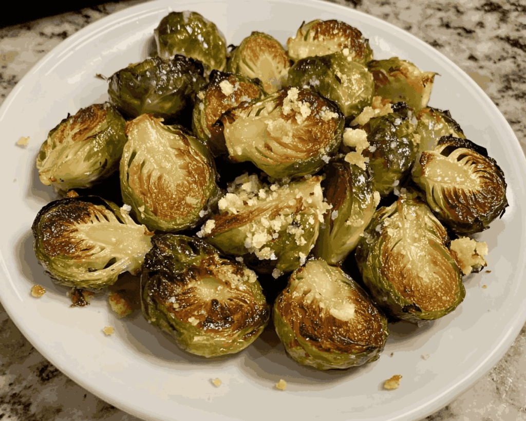 Parmesan Garlic Roasted Brussels Sprouts