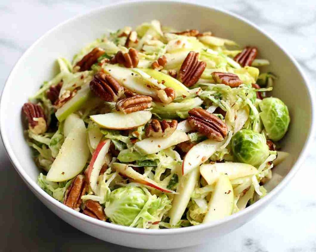 Brussels Sprout Slaw with Apples and Pecans