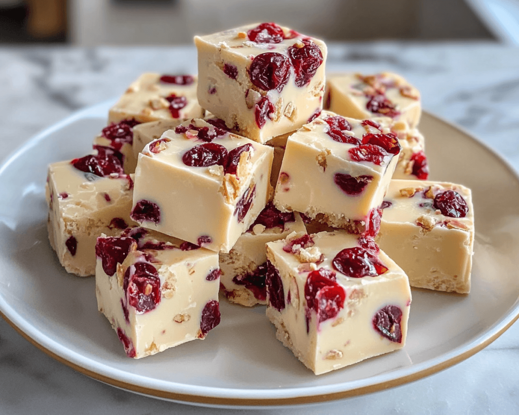 White Chocolate Cranberry Fudge