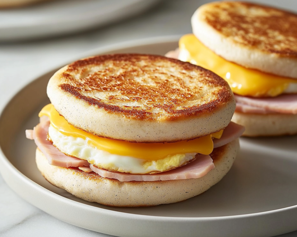 Breakfast Sandwiches with Ham and Cheese