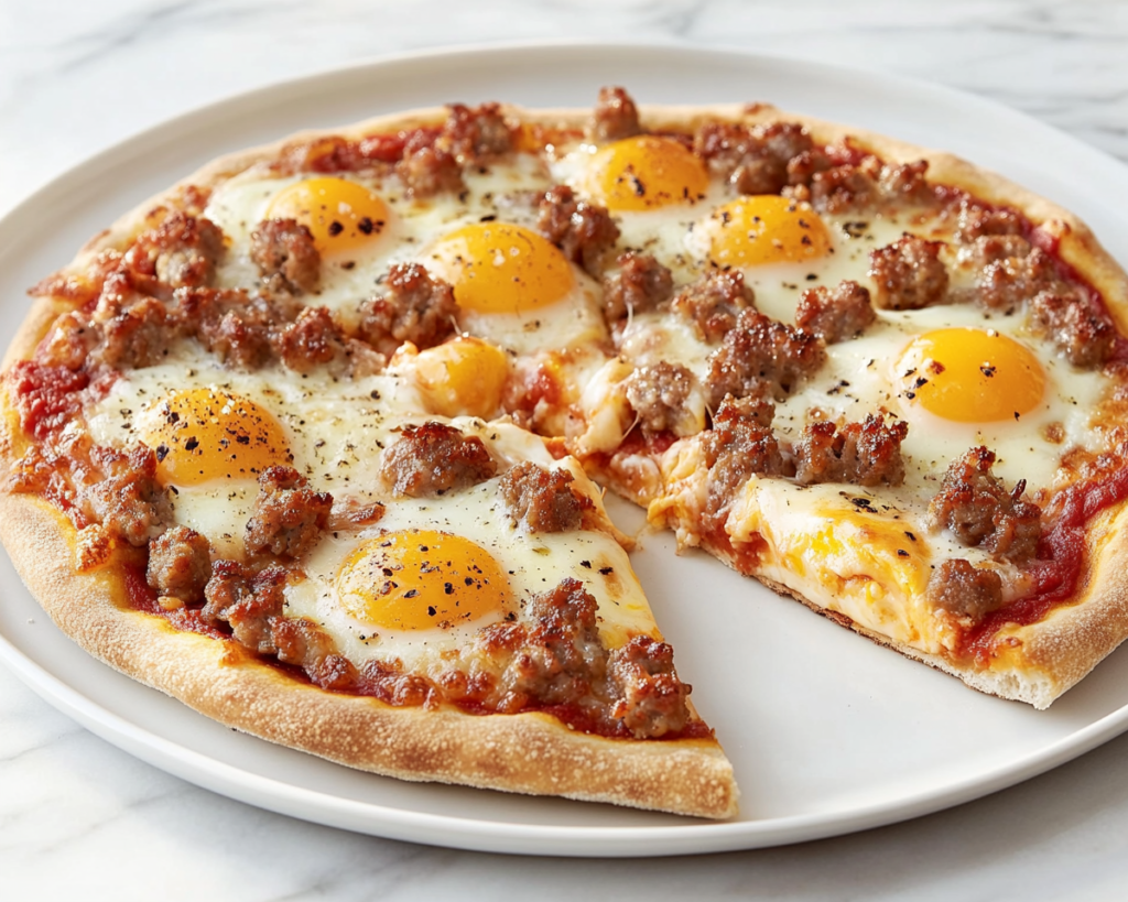 Breakfast Pizza with Sausage and Eggs