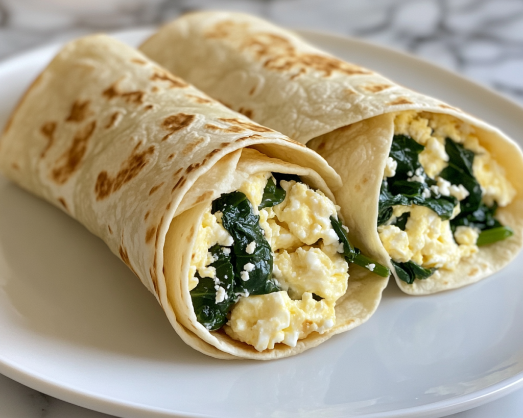 Breakfast Burritos with Spinach and Feta