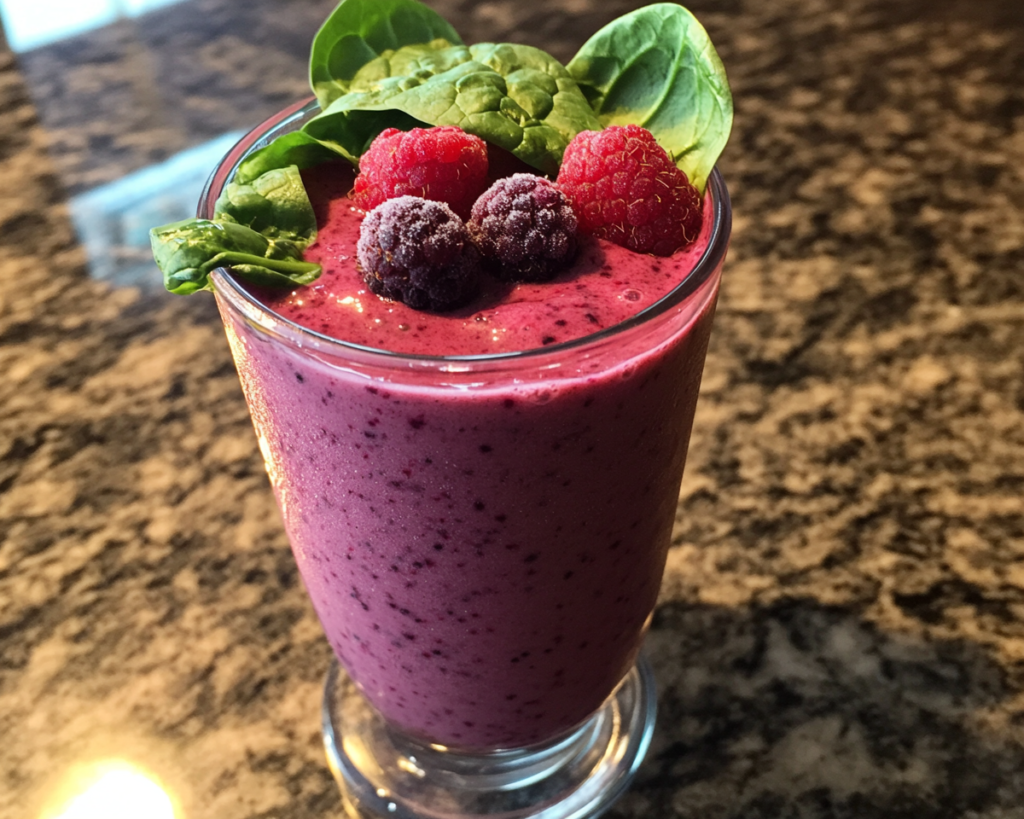 Breakfast Smoothies with Spinach and Berries