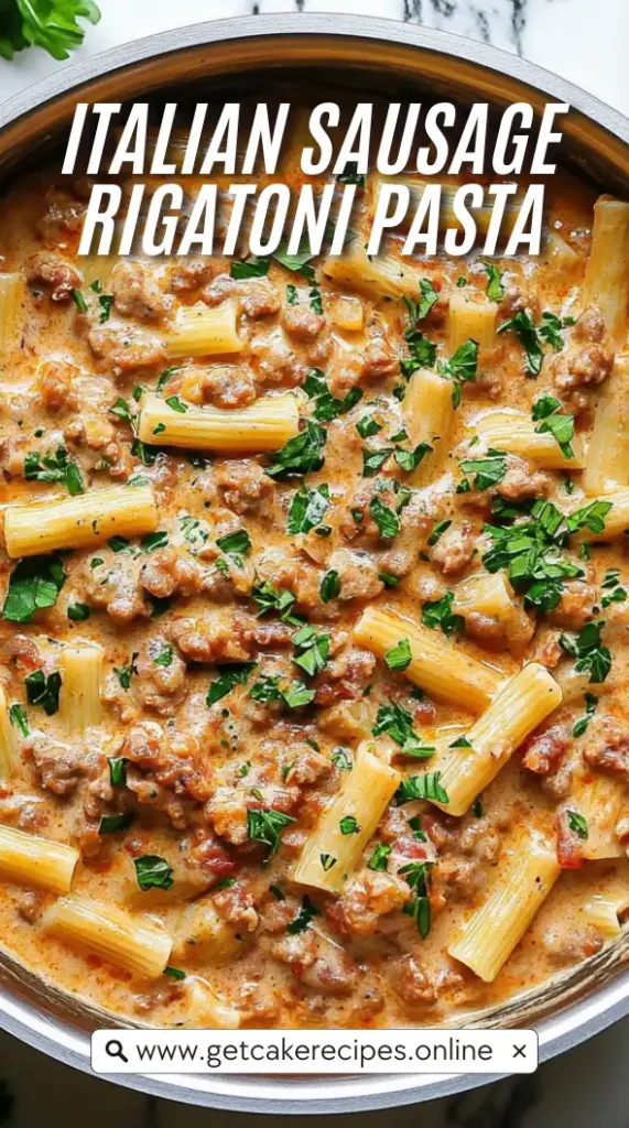 Creamy italian Sausage Rigatoni pasta