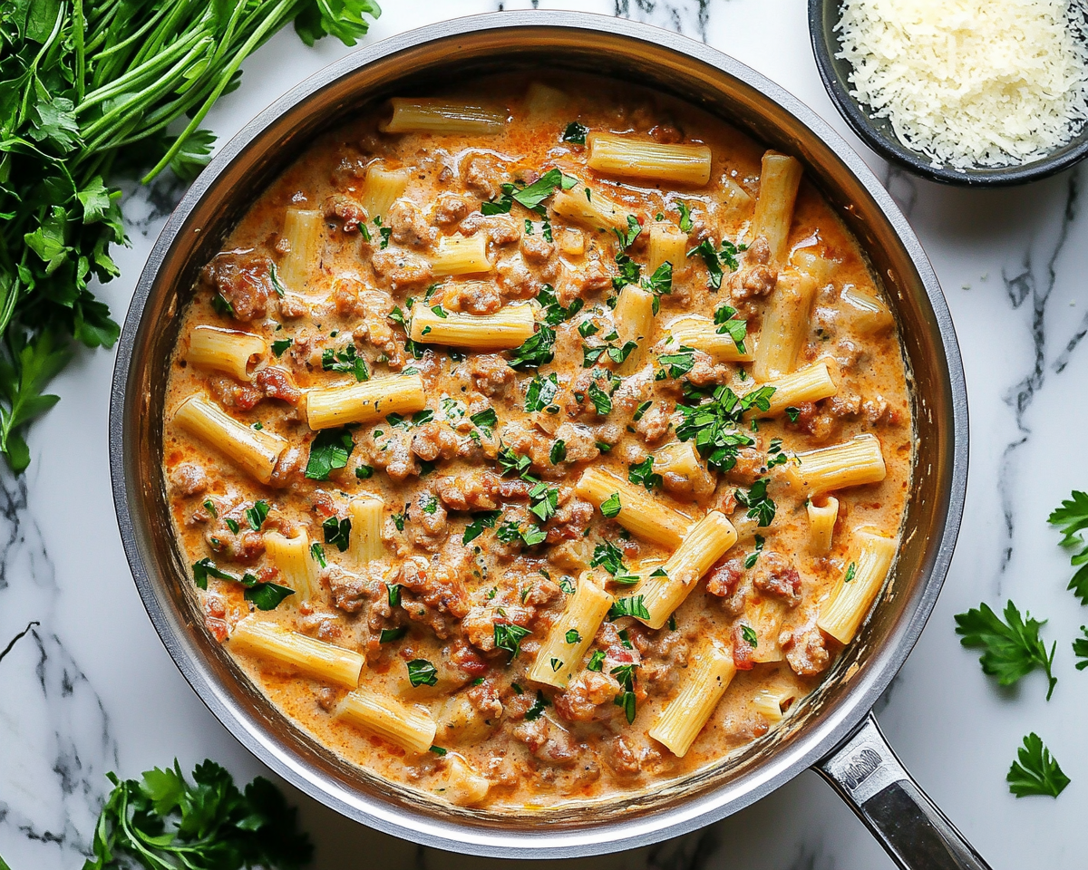 The Best Creamy italian Sausage Rigatoni pasta
