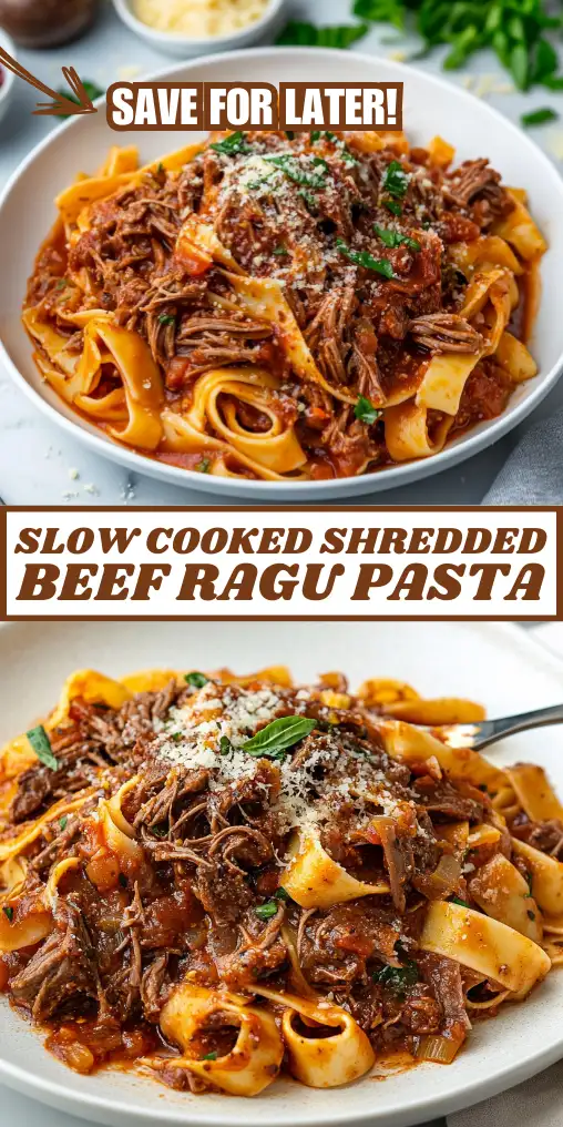 Slow Cooked Shredded Beef Ragu Pasta Recipe